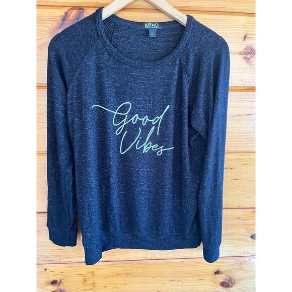 Buffalo Ladies' Printed Cozy Top, Black Good Vibes M - Picture 2 of 5